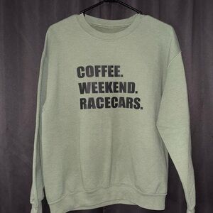 Gray Crewneck Sweatshirt with Bold Text